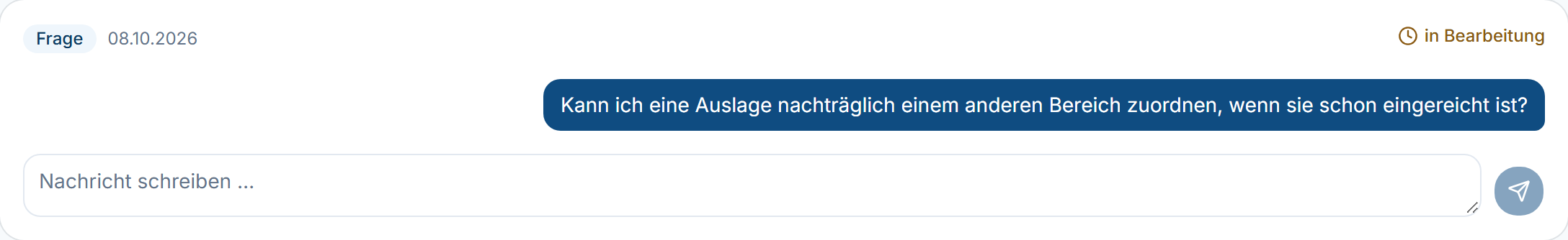 Eine Meldung unter „Meine Meldungen“ als Gesprächsfaden